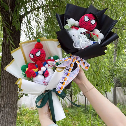 Lusy Store LLC Spider-Man Hulk Superman Captain America Plush Dolls Handmade Bouquets Gifts Bouquet