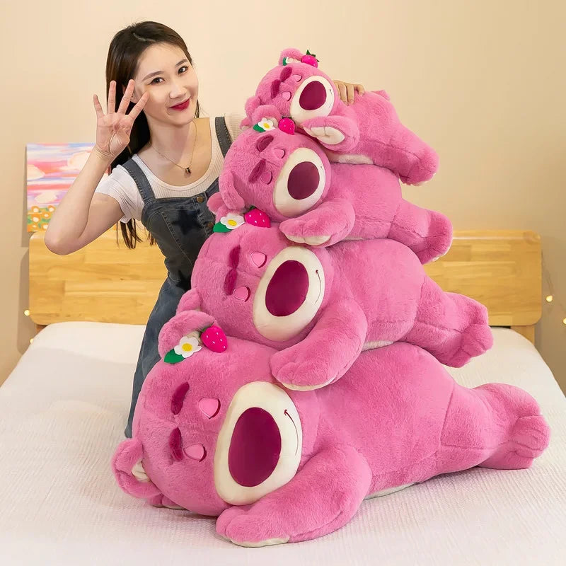 Lusy Store LLC Strawberry Bear Cute Plush Toys Pillow Cartoon Kawaii Anime Bear Stuffed Gifts Plush
