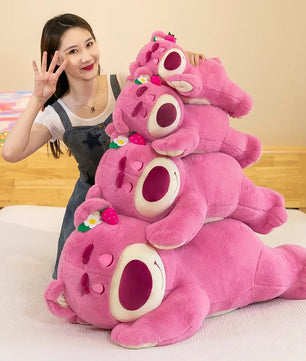 Lusy Store LLC Strawberry Bear Cute Plush Toys Pillow Cartoon Kawaii Anime Bear Stuffed Gifts Plush