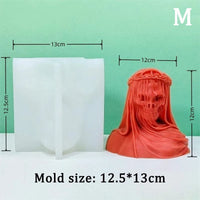 3D Masked Veil Skull Candle Silicone Mold Halloween Decor Skeleton Bust Statue Scented Candle Resin Casting Mould Holiday Gifts Mid Mold