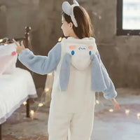 Sanrio Cinnamoroll Anime Periphery Winter Flannel Rompers Pajamas Children Girl Boy Toddler Jumpsuit Infant Clothes Kids Gifts
