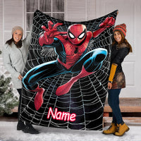 Customized Name Marvel Spider-Man Printed Blanket All Seasons Multi-purpose Blanket Suitable for Sofa, Camping, Travel, Car Style D