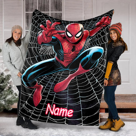 Customized Name Marvel Spider-Man Printed Blanket All Seasons Multi-purpose Blanket Suitable for Sofa, Camping, Travel, Car Style D