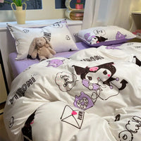 Hello Kitty Bedding Set Kawaii Cartoon Bed Linen Sheet Duvet Cover With Pillowcase Girls Bed Cover Set F