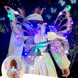 Lusy Store LLC Electric Butterfly Wings Moving Elf Wing with Light Fairy Wings for Kids Birthday Christmas Cosplay Action Figure