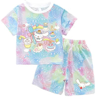 Sanrio Child Short Sleeve T-Shirt Set Cartoon Cinnamoroll Print Clothing Boy Girl Summer Casual Two Piece Suit Kid Birthday Gift DEG 151 Y-DEG 150 K