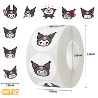 500Pcs/roll New Kawaii Sanrio Sticker Cute Cinnamoroll Kuromi Hello Kitty Cartoon Kids Reward Stickers Gift Decor Decals Toys Kuromi A