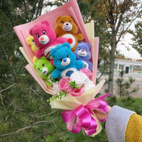 Lusy Store LLC Care Bear Plush Doll Handmade Flower Bouquets Stuffed Animals Valentine Birthday Gifts Bouquet