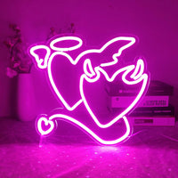 Lusy Store LLC Angel Demon Neon Signs LED Neon Light Sign Light Up for Wall Decor Bar Living Room Valentine's Day Girl Gift Neon Sign
