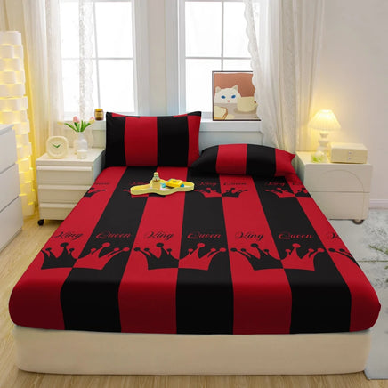 Lusy Store 1 Simple Modern Heart-Shaped Printed Matte Fitted Sheet, Bedroom Printed Bed Cover, Bedding (Excluding Pillowcases) 