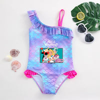 Alice in Wonderland Girls Swimsuit Mermaid Fish Scale One-Piece Bathing Suits Children's Dresses Summer Swimwear Beach Suit Kids Lusy Store