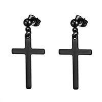 2-14pcs Stainless Steel Punk Dangle Hoop Piercing Earrings with 2Pairs Fairy Elf Ears for Women Men Halloween Cosplay Photo Prop 2pcs Black E