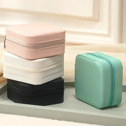 Portable Mini Jewelry Storage Box Travel Organizer Jewelry Case Leather Storage Earrings Necklace Ring Jewelry Organizer Display Lusy Store