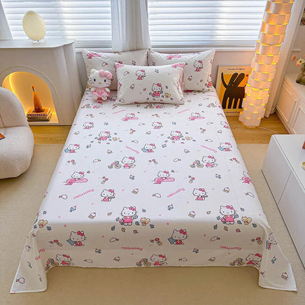 Cartoon Household Goods Anime Figure Bedding Set Hello Kitty Single Bed Sheet without Pillowcase Happy Katie