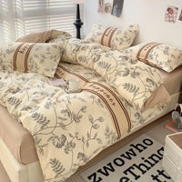 4 Pieces,100% Cotton Bedding Set,Four Piece Bed Sheet Comforter Comforter Set,Modern Fashion Couple Bed Comforter Set Lusy Store