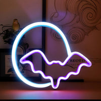 Halloween Bat Spirit LED Neon Wall Decor for Party Gift - Terrifying Atmosphere - USB or Battery Powered MoonBat purple 0-5W