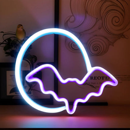 Halloween Bat Spirit LED Neon Wall Decor for Party Gift - Terrifying Atmosphere - USB or Battery Powered MoonBat purple 0-5W