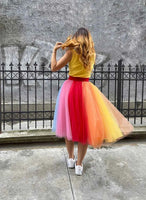 Rainbow Tutu Skirts For Women Layered Tulle Petticoat Underskirt Birthday Party Skirt Girls Colorful Halloween Costumes