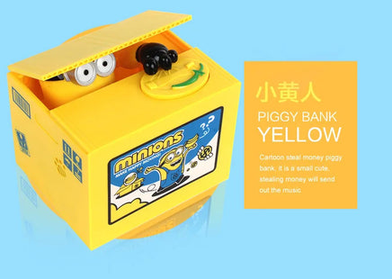 Kitty Cat Piggy Bank Action Figure Anime Cartoon Stealing Coins Kid Pink Cute Piggy Bank Money Safe Birthday Children's Gifts yellow