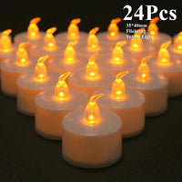 12/24pc Flameless LED Candle with/without Remote control Lighting Flickering Flame Tea Light for Halloween Christmas Home Decor 24 Pcs 1