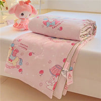 Sanrio Hello Kitty Cartoon Cinnamoroll Kuromi Summer Quilt Washable Air Conditioner Machine Washable Soft Comfortable Blanket Lusy Store
