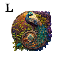 Unique Round Peacock Pattern Wooden Puzzle,Irregular Animal Shapes Jigsaw Puzzle,, The Gift for Halloween, Christmas, Birthday M147-L