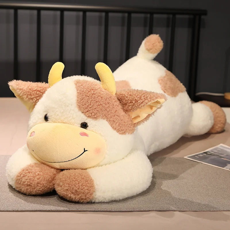 Lusy Store LLC Lovely Milk Cow Plush Toys Cartoon Stuffed Animal Cattle Dolls Sleeping Pillow Gifts Plush