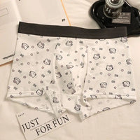 Men Hello Kitty Underwear Kawaii Student Cartoon Ice Silk No Trace Summer Printing Loose Four Corners Boxer Pants Briefs Gift 3