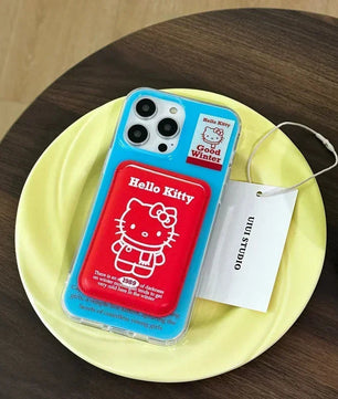 Lusy Store Cute Cartoon Sanrio Hello Kitty Magnetic Wallet Magsafe Wireless Charge Phone Case For iPhone 16 15 14 13 12 11 Pro Max  Cover 