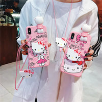 Lusy Store For Samsung Galaxy A10 A20 A30 A50 A70 A12 A71 A51 A13 A53 A14 A24 A54 A05 A25 A55 A16 A06 Hello Kitty Case With Holder Rope 