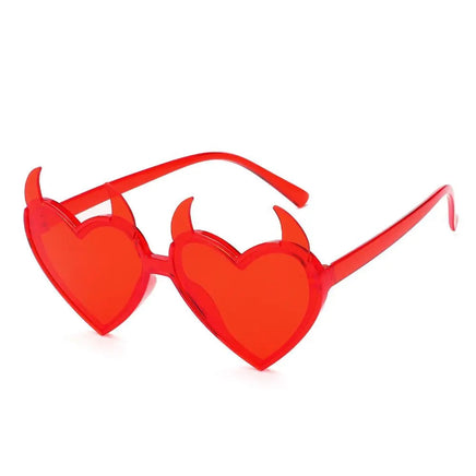 Devil Ears Heart Shape Sunglasses for Women Men Trendy UV Protection Sun Glasses Novel Party Halloween Cosplay Glasses Red