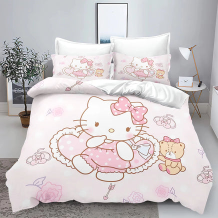 Sanrio, Hello Kitty 3D Children'S Printed Cute Cartoon100% Polyester Bedding Set Duvet Cover Set Bedding Sets Anime Home 8