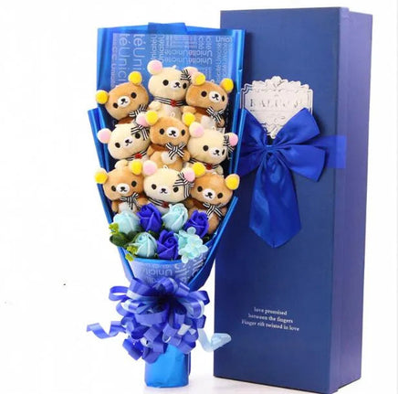 Graduate Teddy Bear Stuffed Animal Plush Toy Lover Rilakkuma With graduation Flower Bouquet Gift Box Birthday Graduation Gifts 1 NO box