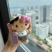 Sanrio Suitcase Black Leather Hello Kitty Cute Plush Toy Pendant Kawaii Backpack Accessories Keychain Holiday Gift