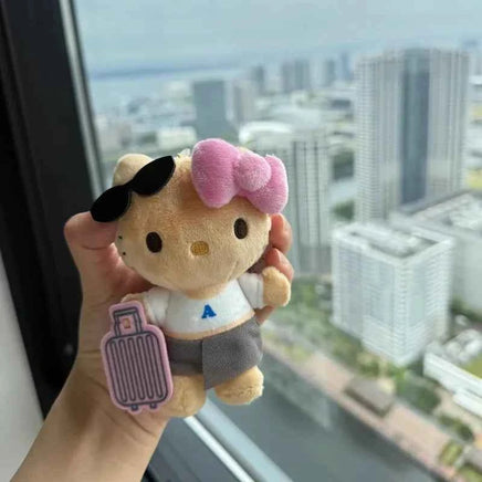 Sanrio Suitcase Black Leather Hello Kitty Cute Plush Toy Pendant Kawaii Backpack Accessories Keychain Holiday Gift