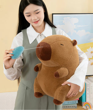 Lusy Store LLC Snot Capybara Plush Toy Kawaii Simulation Animal Cute Plush Soft Stuffed Doll Throw Pillow Large Size Gift Plush