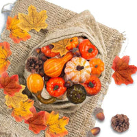 Artificial Pumpkins Set Harvest Decoration Velvet Foam Pumpkin Prop Ornaments for Fall Garland Autumn Thanksgiving Halloween