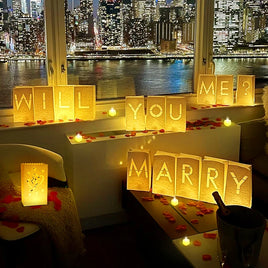 Lusy Store LLC Will You Marry Me Luminous Paper Bag Wedding Proposal Decoration with Illuminated Letter Logo and LED light For Proposal Party Event &amp; Party