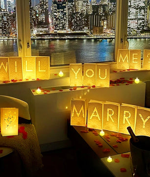 Lusy Store LLC Will You Marry Me Luminous Paper Bag Wedding Proposal Decoration with Illuminated Letter Logo and LED light For Proposal Party Event & Party