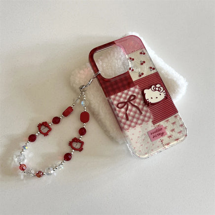 Lusy Store Sanrio Cute Cartoon Coffee Hello Kitty Phone Case For iPhone16 13 14 15 Pro Max Kawaii Acrylic All-Inclusive Soft Case Gift Soft 