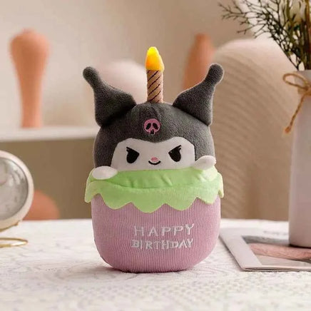 Sanrio Kuromi Birthday Cake Shape Musical Plush Doll Pudding Dog Yugui Dog Singing Candle Luminous Doll fantasy Game