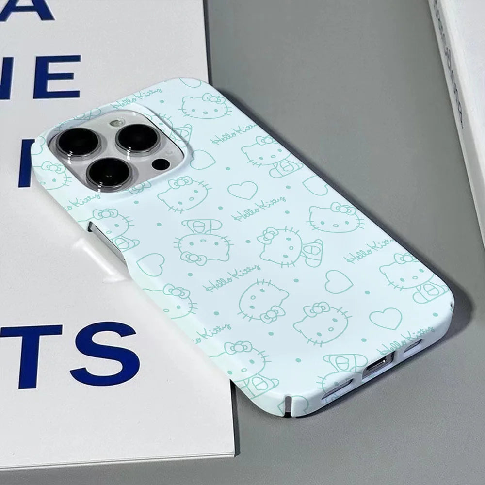 Lusy Store Cute Cartoon Hello Kitty Phone Case for IPhone 16 15 14 13 12 11 Pro Max XS XR XSMax 6 7 8 Plus Glossy HD Hard PC Cover 