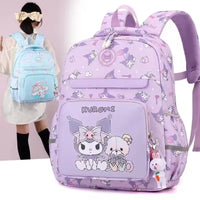 Hello Kitty Cartoon Printed Student School Bag Female Large Capacity Children's Night Reflective Casual Simple Backpack