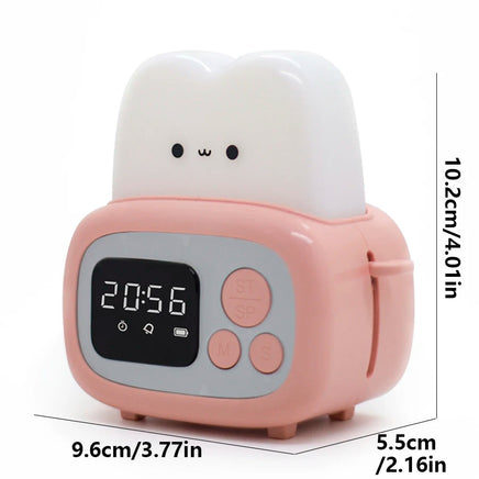 LED toaster alarm clock, creative cartoon nightlight with timing function, ins wind bedside decoration