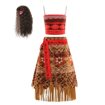 Girl Costume for Girls Moana Dress Kids Princess Dress with Necklace Halloween Costumes Party Baby Children Vaiana Outfit
