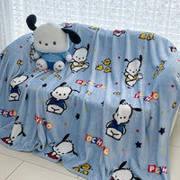 Sanrio Plush Kids Blanket Soft Fluffy Hello Kitty Cinnamoroll Cartoon Warm Throw Quilt Rainbow Blanket for Sofa Bedroom Gift Pochacco