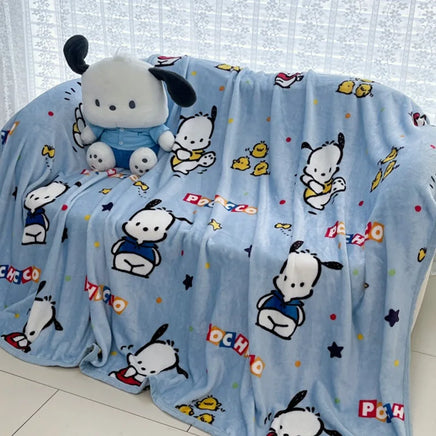Sanrio Plush Kids Blanket Soft Fluffy Hello Kitty Cinnamoroll Cartoon Warm Throw Quilt Rainbow Blanket for Sofa Bedroom Gift Pochacco