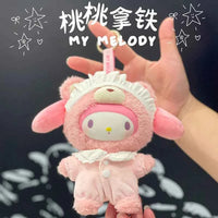 Creative Cartoon Kuromi Hello Kitty Plush Pendant Doll Sanrio Family Latte Baby Cute Keychain Toy Cool Lommy Doll Girls Gift Toy Melody 15cm