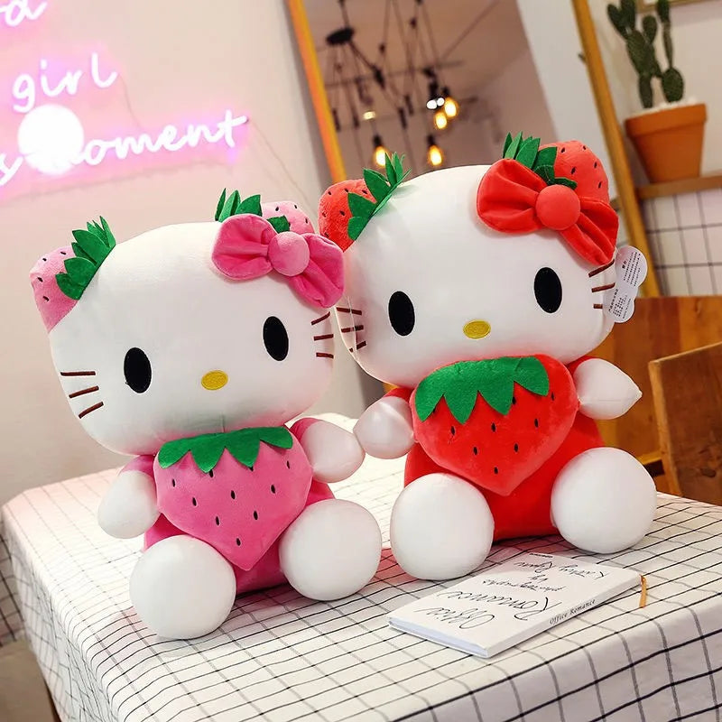 Lusy Store LLC Hello Kitty Plush Stuffed Toy Strawberry Pillow Doll Gift Home Decoration Plush