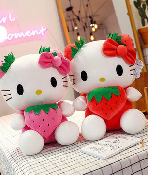 Lusy Store LLC Hello Kitty Plush Stuffed Toy Strawberry Pillow Doll Gift Home Decoration Plush